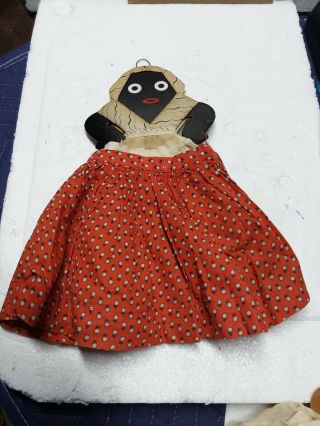 Vintage Black Americana Cardboard Mammy Aunt Jemima W/ Handmade Clothing Japan