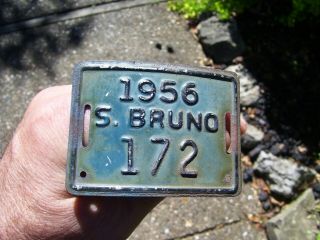 Vintage 1956 San Bruno California Bicycle License Plate Tag Bike Badge