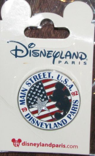 Disney Pin Paris Very Rare Htf Card Mickey Mouse Patriotic Usa 92 One Left