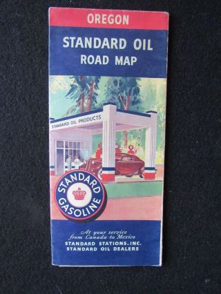 1940 Standard Oil Road Map Oregon Rpm Calso Oil Service Station Radio Log