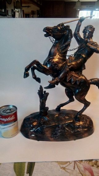 Large Metal Bronzed Knight On Horse