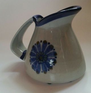 Ken Edwards Blue Flower Floral Mexican Pottery Pitcher Milk Creamer El Palomar