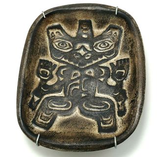 Vintage Haida Bear Ruth Meechan Canadian Art Pottery Clay Hanging Plate Signed