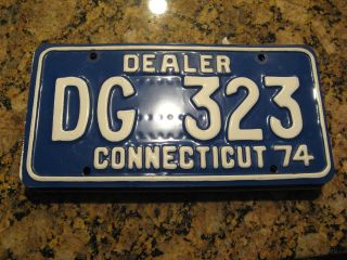 1974 74 Connecticut Ct Dealer Dlr License Plate Tag Dg 323