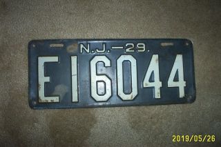 1929 Jersey License Plate E16044.  N.  J.