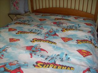 Vintage 1978 Dc Comics Superman Twin Flat Bed Sheet Perma Prest Muslin 50/50