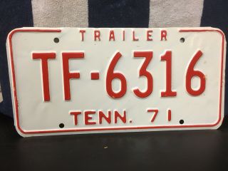 Vintage 1971 Tennessee Trailer License Plate