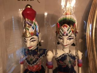 Vintage Indonesian Dolls Wood Stick Puppet Marionette Wayang Golek