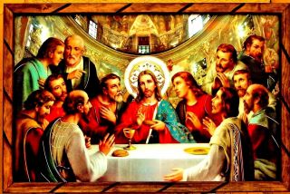 Art Framed Painting Print Picture Last Supper La Ultima Cena Mexico 36 " X24 " Huge