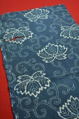 YK61/40 Vintage Japanese Fabric Cotton Antique Boro Indigo Blue KATAZOME 26.  4 