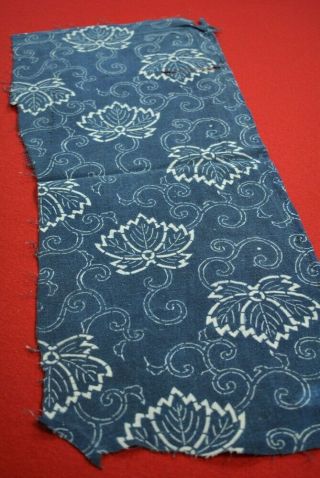 YK61/40 Vintage Japanese Fabric Cotton Antique Boro Indigo Blue KATAZOME 26.  4 