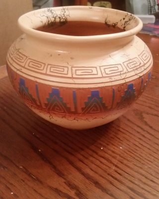 Native American Navajo Horsehair Pottery Wedding Vase By Ronald Smith