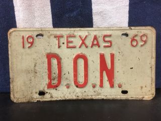 Vintage 1969 Texas Vanity License Plate “don”