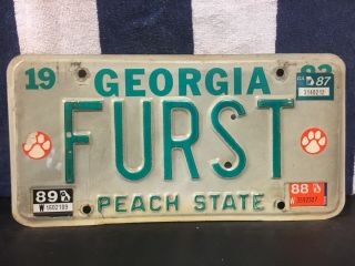 1989 Georgia Vanity License Plate “furst”