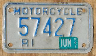 Rhode Island Motorcycle License Plate 1994 57427