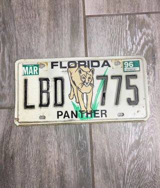 Vintage 1996 Florida Panther License Plate Tag Protect The Panther (lbd 775)