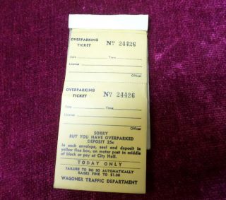 Rare Vintage Curb Box Fine O Meter Police Parking Ticket Envelope Book Of 20