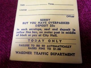 RARE Vintage Curb Box Fine O Meter Police Parking Ticket Envelope Book of 20 2