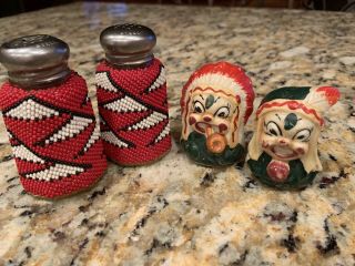 Native American Indian Salt And Pepper Shakers 1 Or Hand Beaded Other Japan