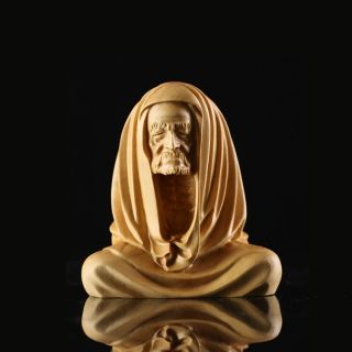 Jp105 - 5.  5 Cm High Carved Boxwood Carving Figurine - Damo Monk Elder