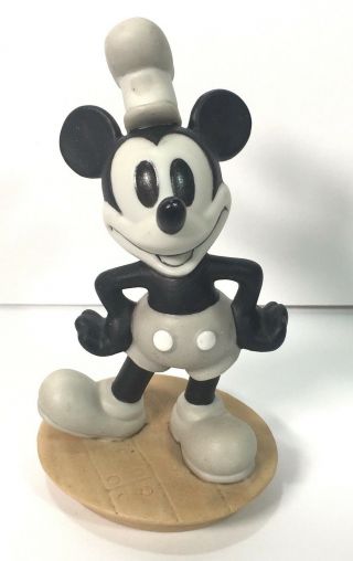 Disney Steamboat Willie Mickey Mouse Figurine,  4 " Tall,  White & Black Greyscale