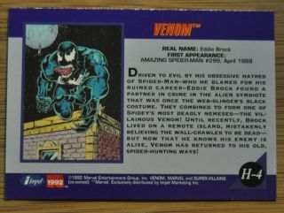 1992 Impel Marvel Universe 3 III Venom Hologram H - 5 Spider - Man 2