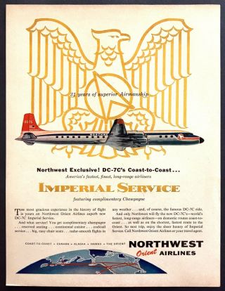 1947 Northwest Orient Airlines Dc - 7c Plane 