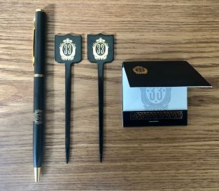 Disneyland Club 33 Pen,  2 Swizzle Sticks,  And Matchbook - Style Note Pad Set