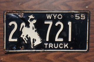 1959 Wyoming Truck License Plate 2 - 721