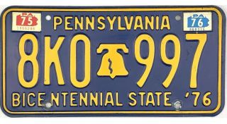 99 Cent 1976 Pennsylvania Bicentennial License Plate 8ko - 997