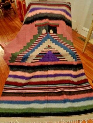 Unbranded Rich Colorful Santillo Cotton Mexican Fringed Blanket 48 X 80 Design