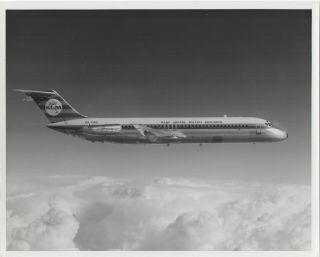 Large Vintage Photo - Klm Dc - 9 Ph - Dng In - Flight