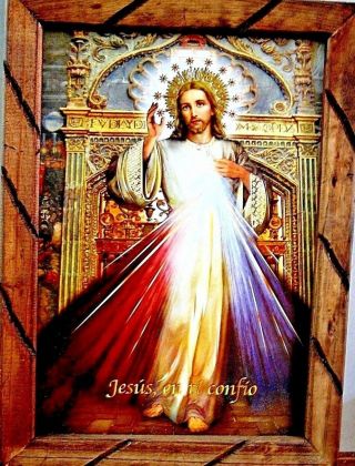 Art Frame Painting/print Jesus Christ The Savior En Ti Confio Mexico 36 " X24 " Huge