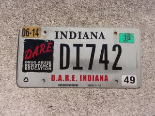 Indiana 2015 D.  A.  R.  E.  License Plate Di 742