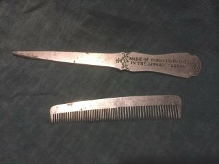 Vintage Comb And Letter Opener Made From Duralumin In Akron Airship
