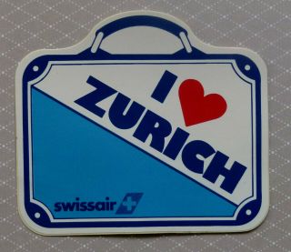 Zurich.  Swissair.  Vintage 1980,  S Airlines Sticker