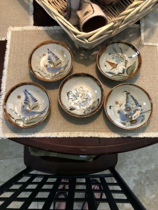 Mexican Folk Pottery 5 Small Bowls Birds And Flowers Mexico Ke Ken Edwards