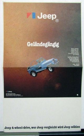 1976 Jeep Foreign Dealer German Text Window Display Poster Cj 7 Renegade
