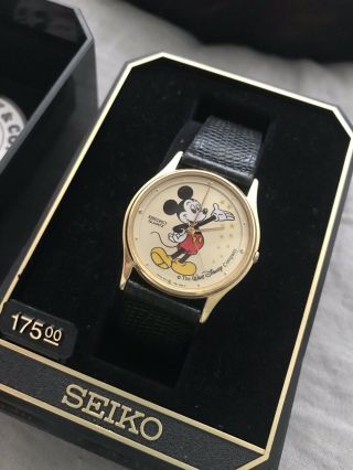 80s Vintage Seiko Gold Micky Mouse Watch.