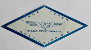 Linha Are Trans - Continental Brasileira Airline Luggage Label