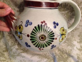 Vintage Tonala Mexican folk art glazed pottery 8 cup tea pot signed CAT 4