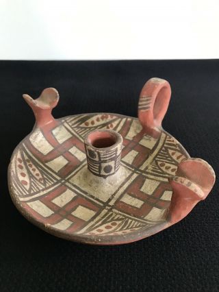 Antique Mayan Indian Pottery Pipe Holder Bowl