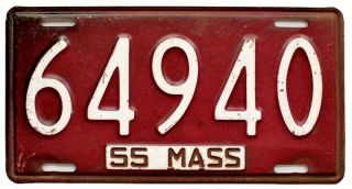 Massachusetts 1955 5 - Digit Shorty License Plate,  64948