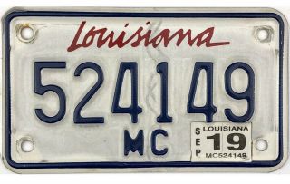 Current Style Louisiana Motorcycle License Plate 524149