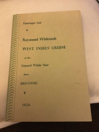 1936 Cunard White Star Line West Indies Britannic Cruise Passenger List