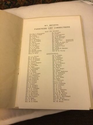 1936 CUNARD WHITE STAR LINE West Indies BRITANNIC CRUISE Passenger List 2