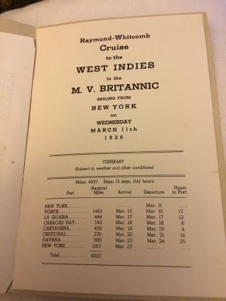1936 CUNARD WHITE STAR LINE West Indies BRITANNIC CRUISE Passenger List 3