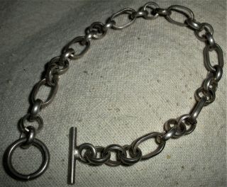 Antique C.  1940 - 50s Navajo Sterling Silver Chain Link Biker Bracelet Vafo