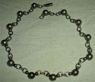 Vintage C.  1960 - 70s Navajo " Pearl " Sterling Silver Bead & Wire Work Necklace Vafo