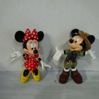 Disney On Ice Safari Mickey & Minnie Mouse 2 Poseable Plastic Toy Figures